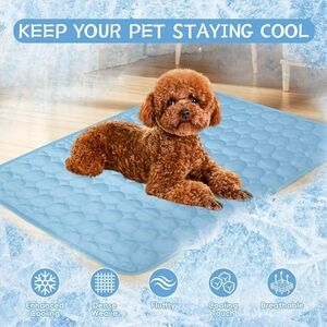 Pet Cooling Mat Size L Blue Gel Dog Cooling Pad Breathable Washable